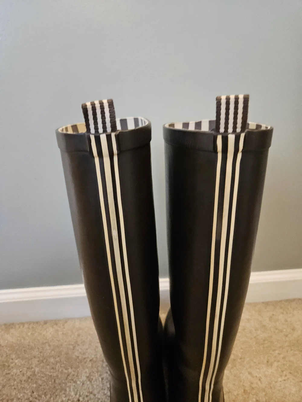 Henri Bendel Black Rain Boots - Tall Black Waterproof Boots Women's Size 9